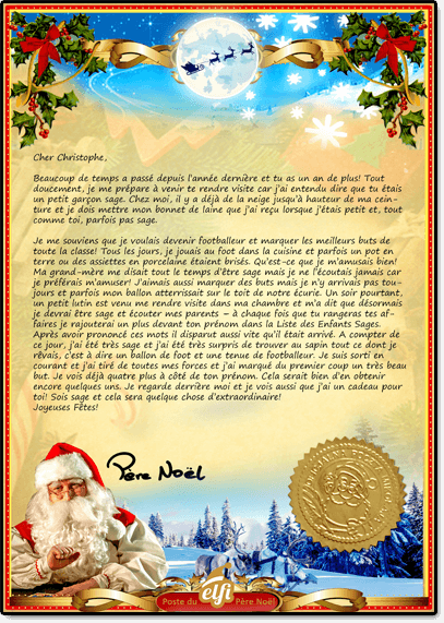Recevoir une lettre personnalisée du Père Noël - Elfi Santa